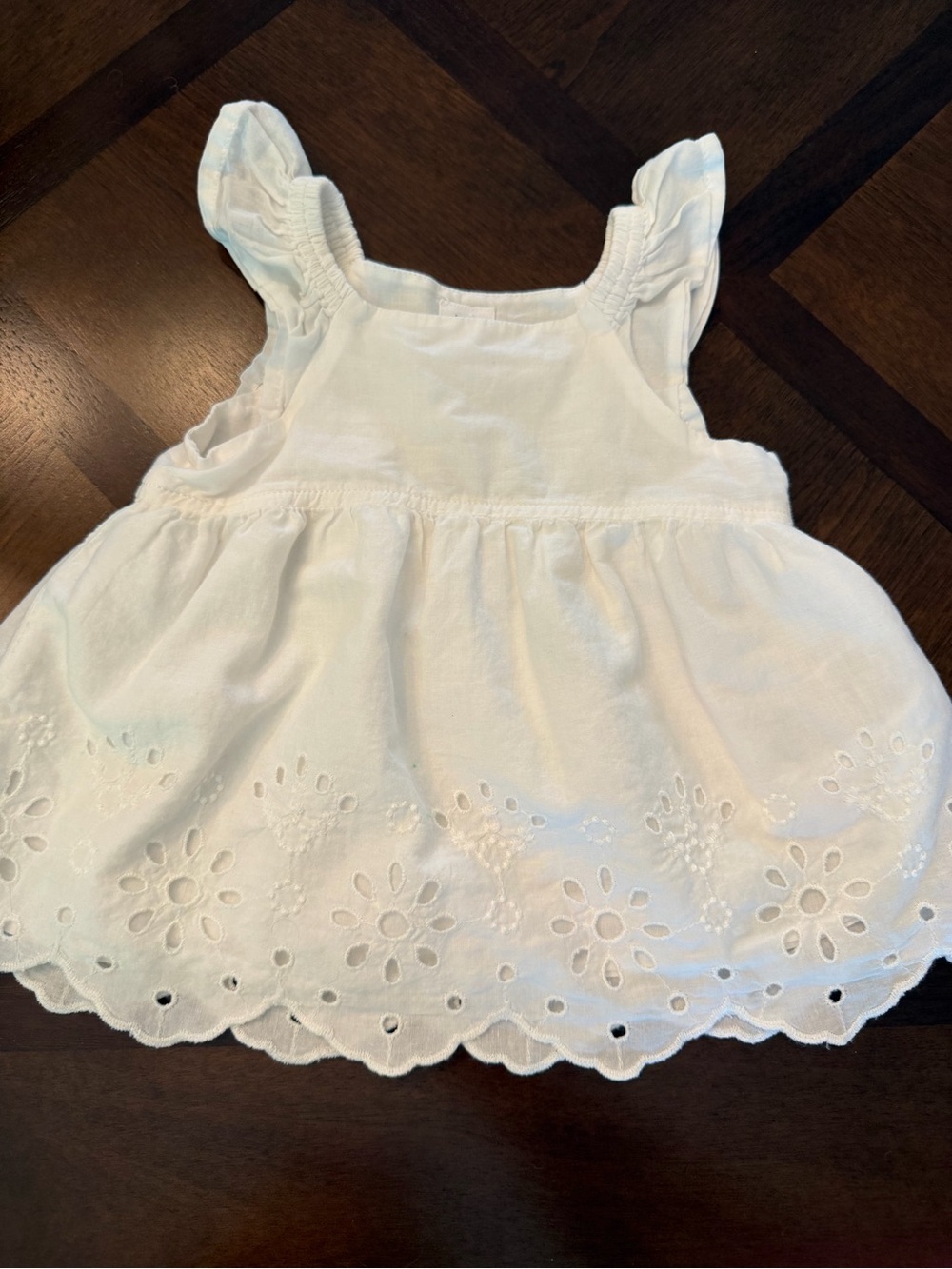 GAP White Eyelet Ruffle Strap Dress